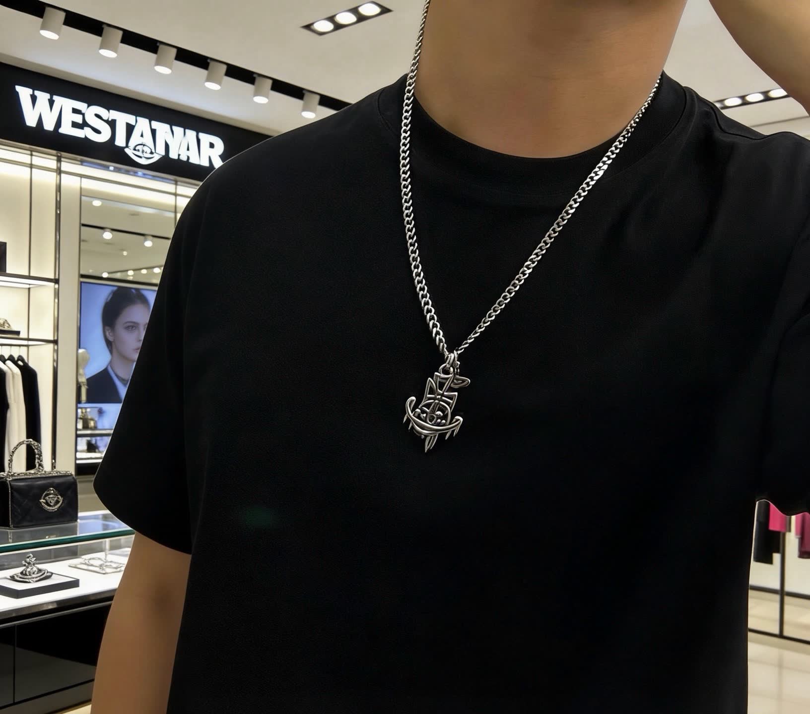 Vivienne Westwood Silver Chain with Logo Pendant